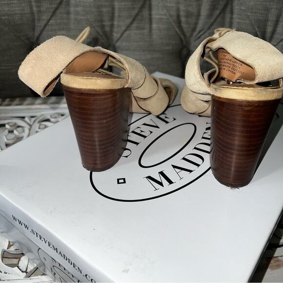 Steve Madden Suede Leather Heels Sandals Shoes Women’s 7.5 - Picture 4 of 7